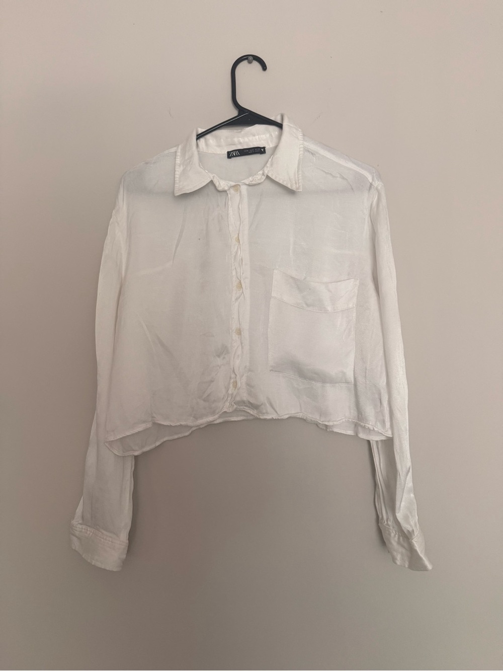 Zara White Cropped Button-Down Shirt - Picture 2 of 3
